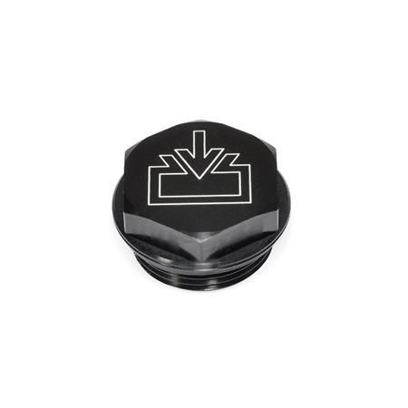 Otto Ganter Threaded Plug Aluminum Resistant up to 100 °C Black Anodized, GN 741